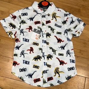 Primark Dino short sleeved rolled cuff button down 2-3 years